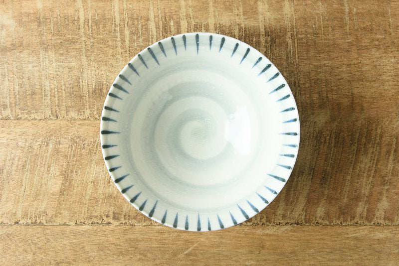 Japanese stripe pattern rice-bowl 刷毛巻十草 丸型