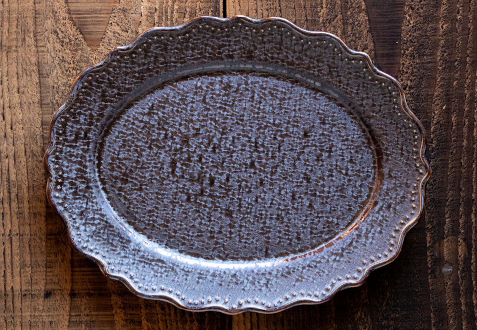 Minoyaki Omnis Iron gray lace plate