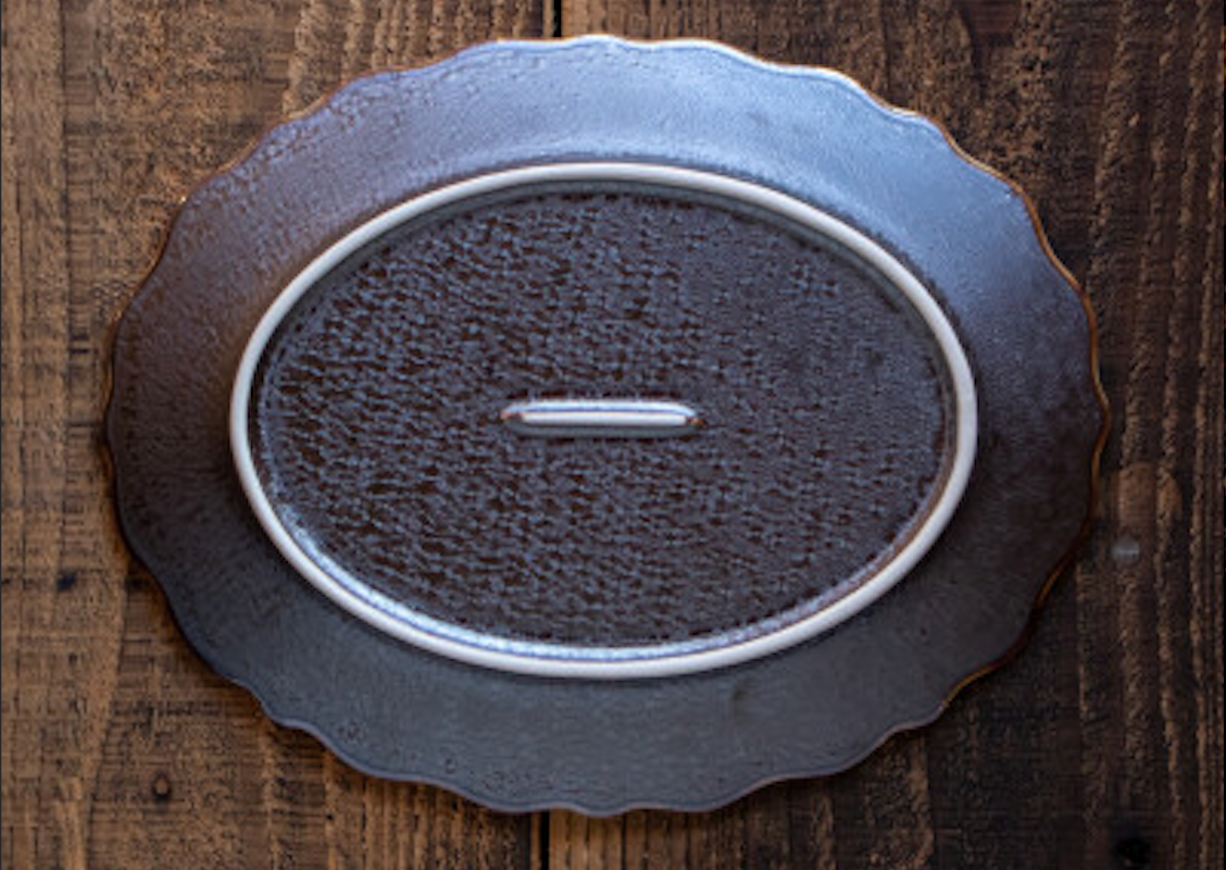 Minoyaki Omnis Iron gray lace plate