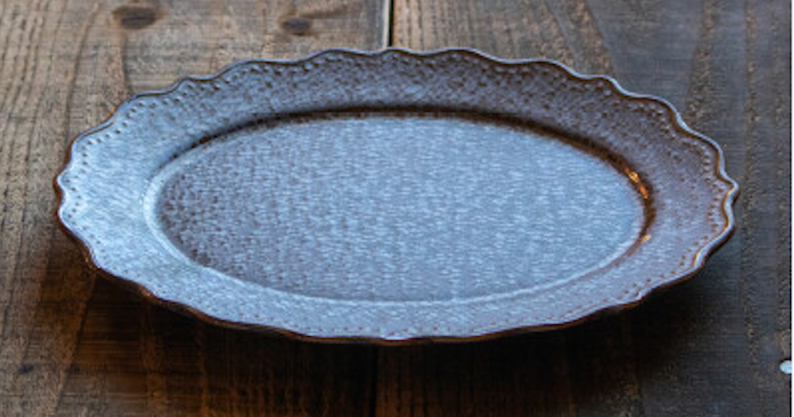 Minoyaki Omnis Iron gray lace plate