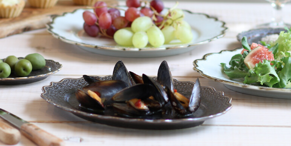 Minoyaki Omnis Iron gray lace plate