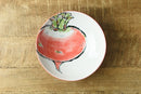 Artisanal Japanese Hand-Painted Veggie Shallow Bowl Collection (red turnip/paprika/eggplant/ radish)