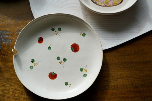 "柿柿如意" Persimmon and Leaves serving plate by Jianshibai