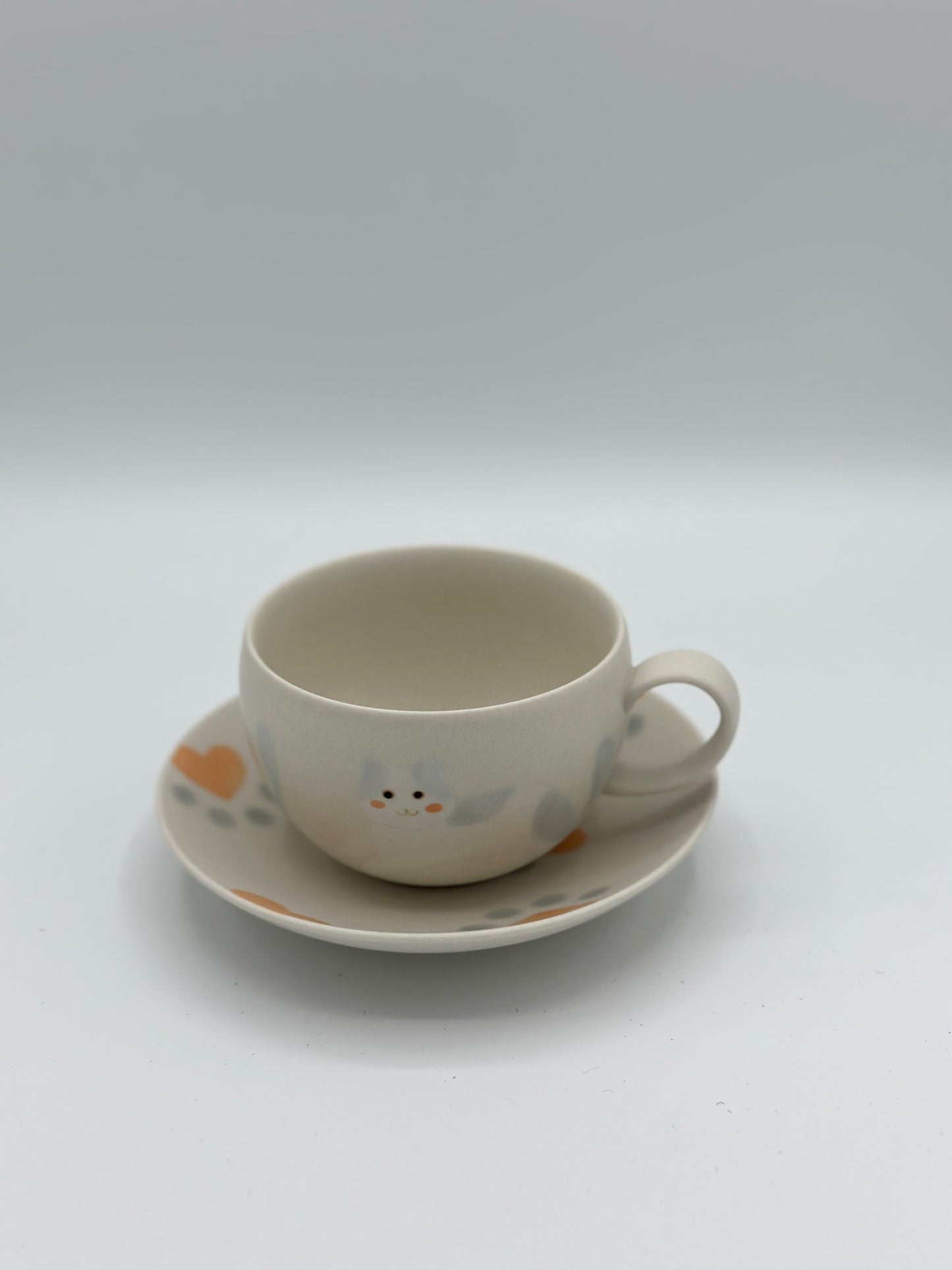 Yezi's Handcrafted Meow Cup and Saucer Set