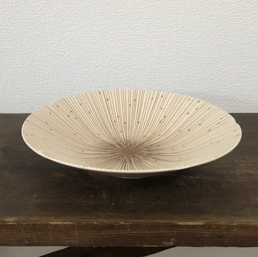 Sendan Jugusa Yaki Liner Series Plate (Light Brown)
