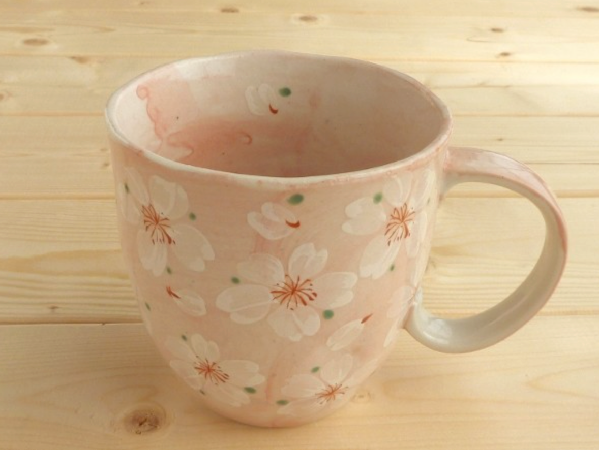 Yayoi Flower Mug Cherry Blossom Mino Ware Made in Japan Pink/Blue