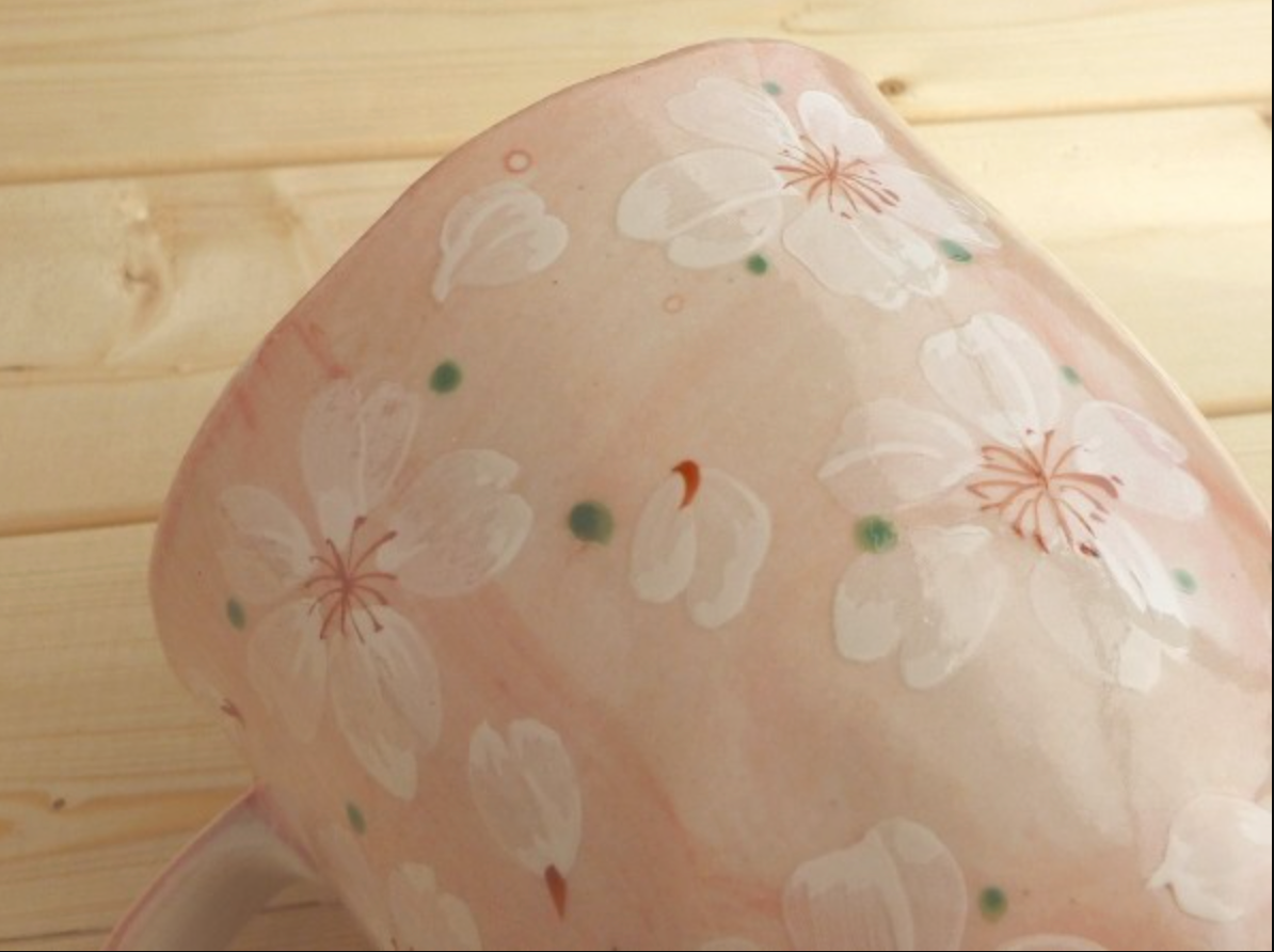 Yayoi Flower Mug Cherry Blossom Mino Ware Made in Japan Pink/Blue