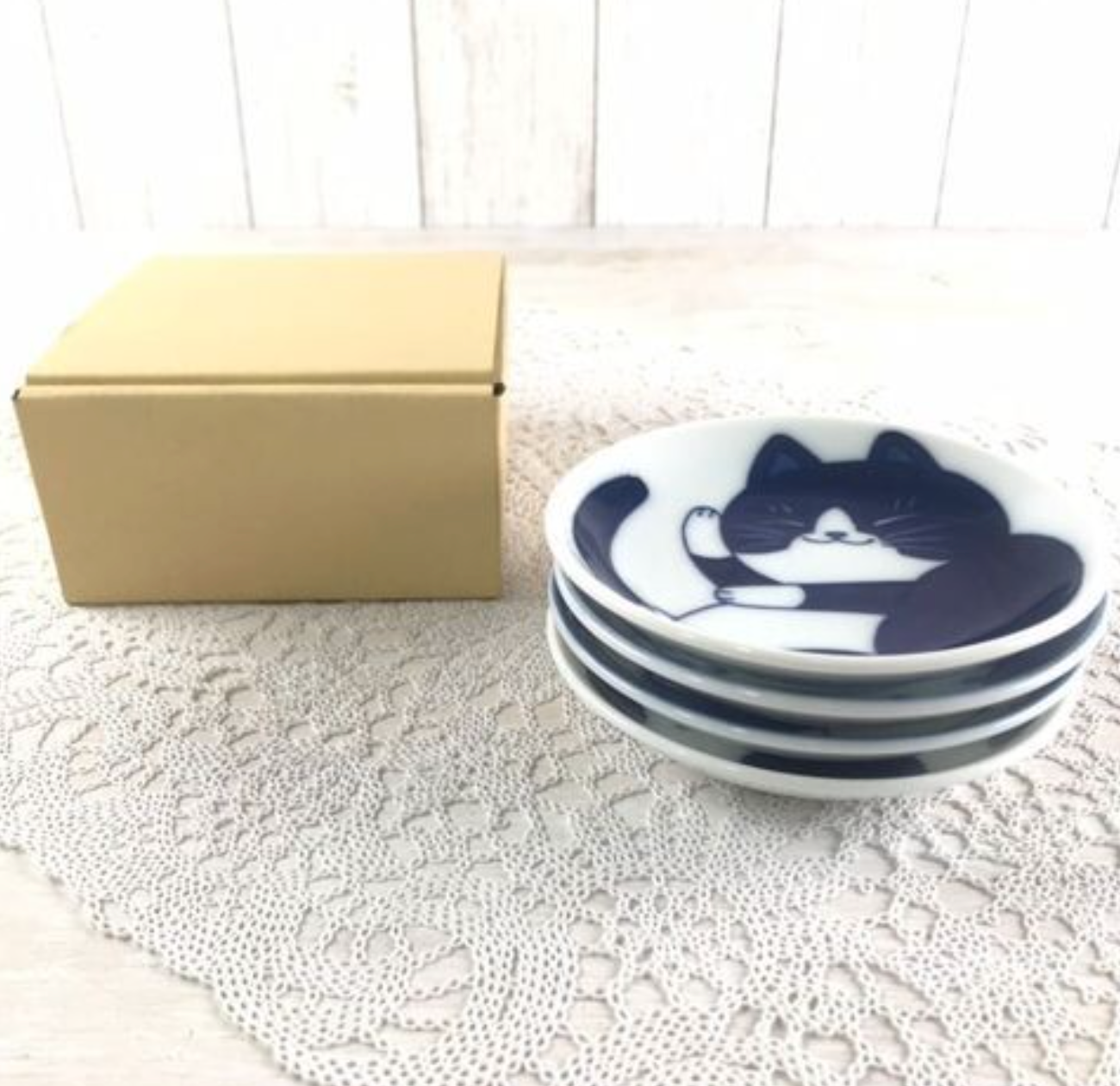 Nekogura Bean Plate Sauce Dish Gift Set 日本製 美濃焼