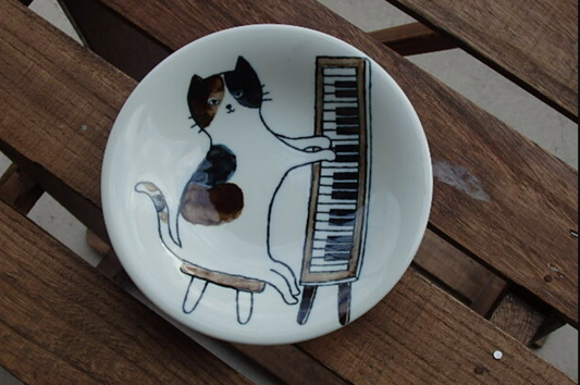 Pianist Cat Small Plate 16 cm