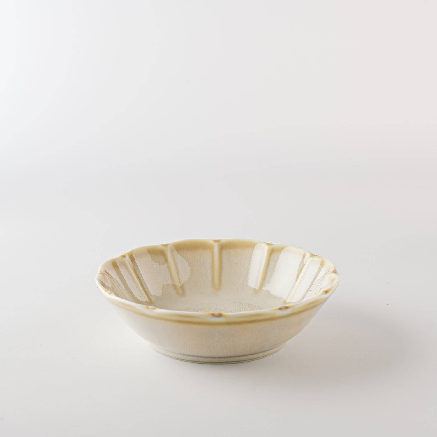 花形デザートボウルベージュFloral Dessert Bowl