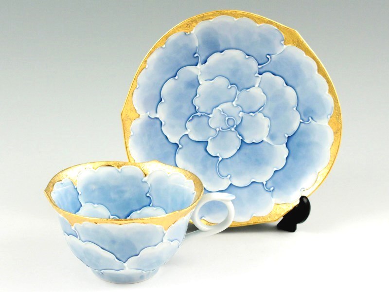 Aritayaki Buzangama Handcrafted Peony Cup and Saucer