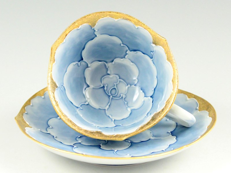 Aritayaki Buzangama Handcrafted Peony Cup and Saucer