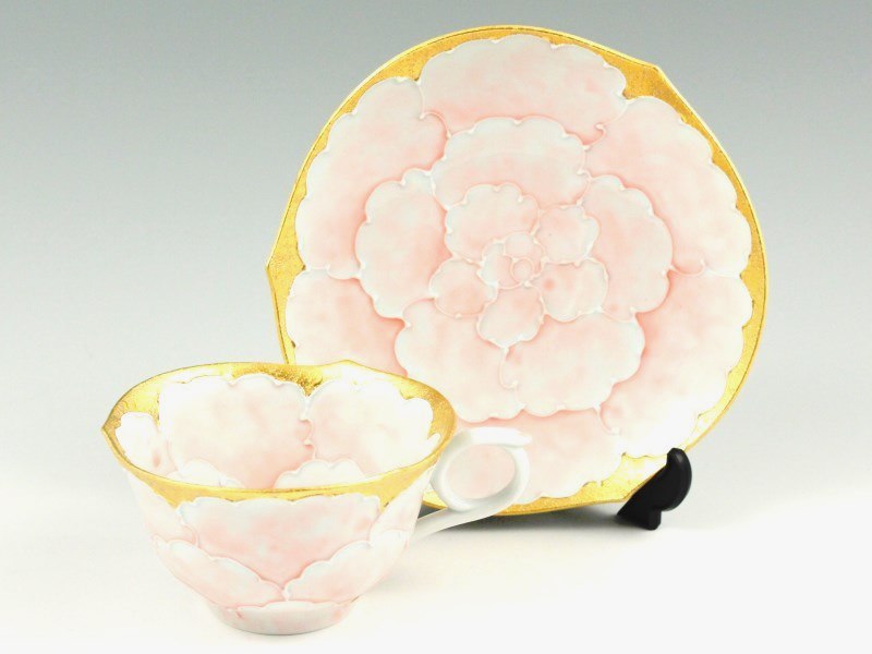 Aritayaki Buzangama Handcrafted Peony Cup and Saucer